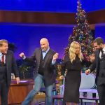 John Travolta shows he’s still got it with cheeky dance lesson for James Corden & Aaron Taylor-Johnson