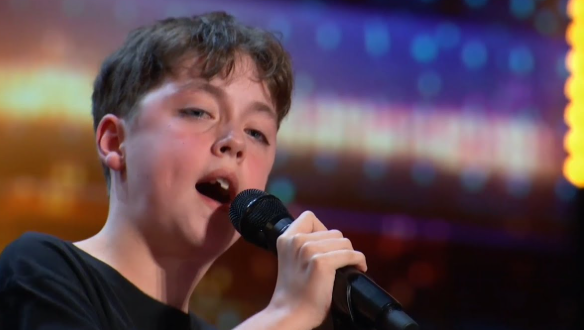 A 12-year-old begins with a beautiful song and then surprises everyone with an incredible power display